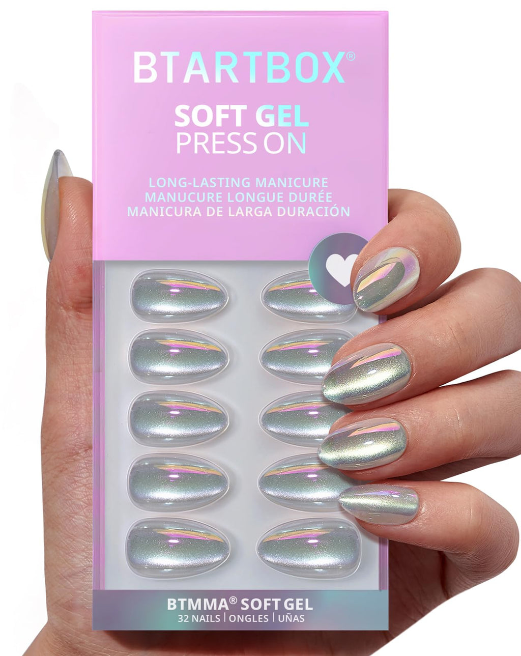 BTArtbox Square Ombre Press On Nails -Soft Gel Press On Nails Short with Nail Glue, 16 Sizes - 32 Reusable Fake Nails Kit, Vanilla Cream