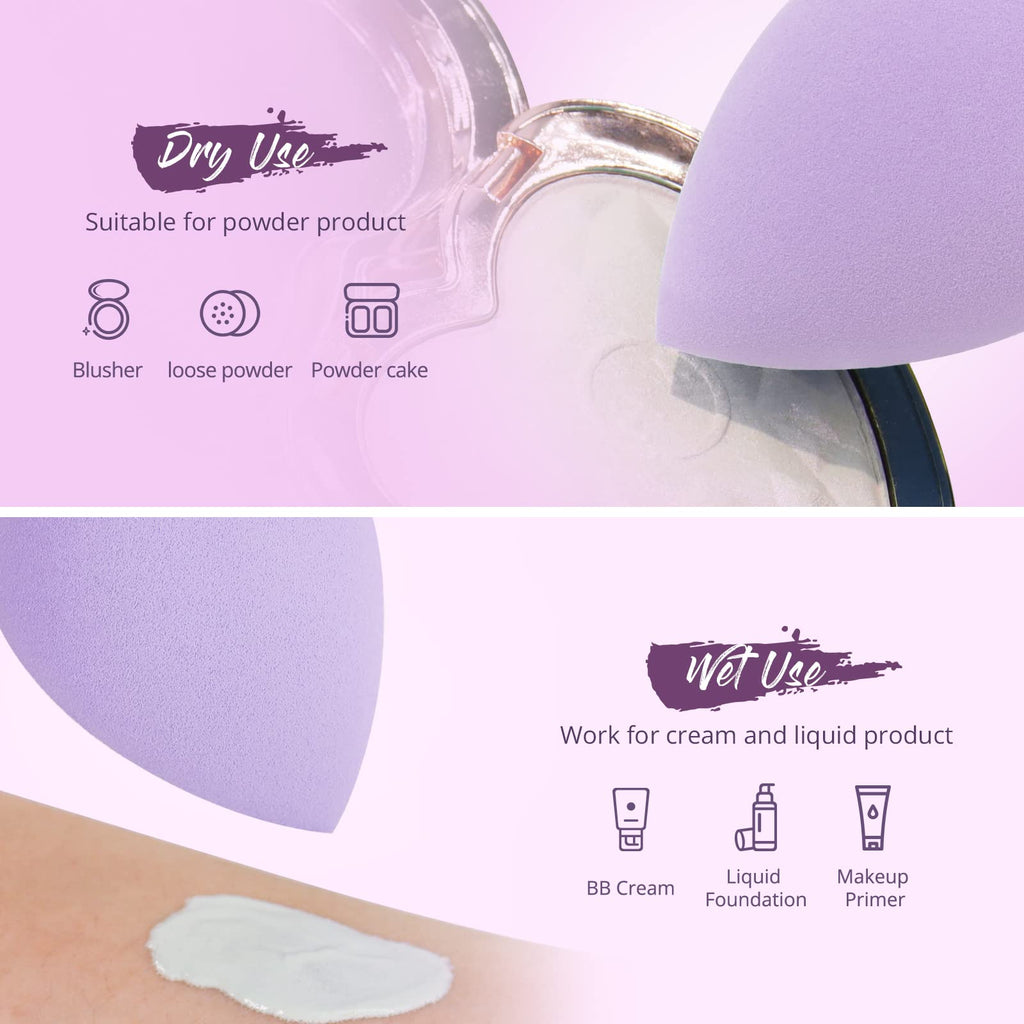 BEAKEY Makeup Sponge Set 5 Pack Micro Porous Low Absorption Soft Latex Free Foundation Beauty Sponges & Blenders for Powder Cream
