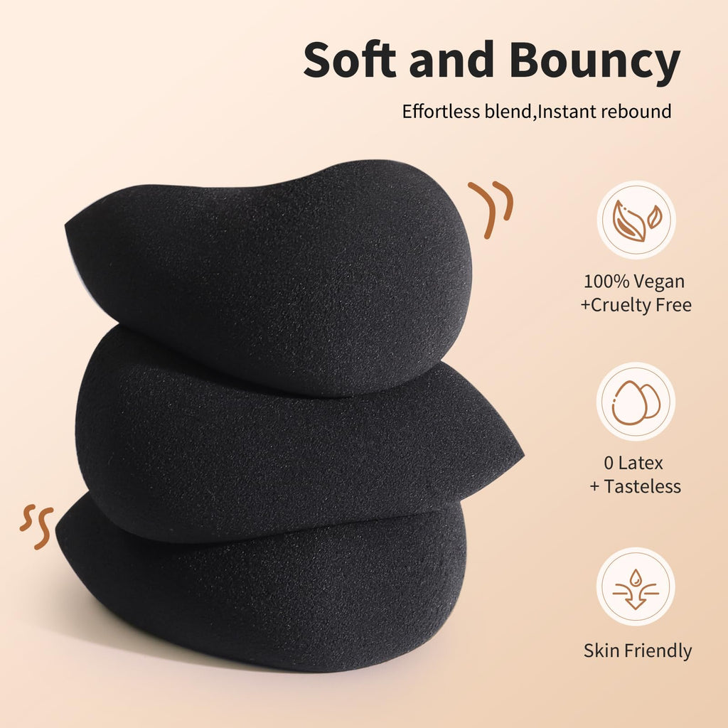 BEAKEY Makeup Sponge Set 5 Pack Micro Porous Low Absorption Soft Latex Free Foundation Beauty Sponges & Blenders for Powder Cream