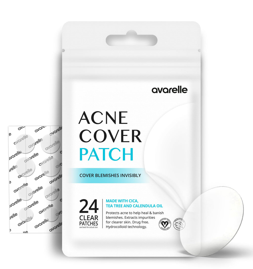 AVARELLE Pimple Patches for Face | Hydrocolloid Acne Patches for Covering Blemishes | Zit Patches with Tea Tree, Calendula, & Cica | HSA Store Eligible Items (10-14 mm, 80 Count)