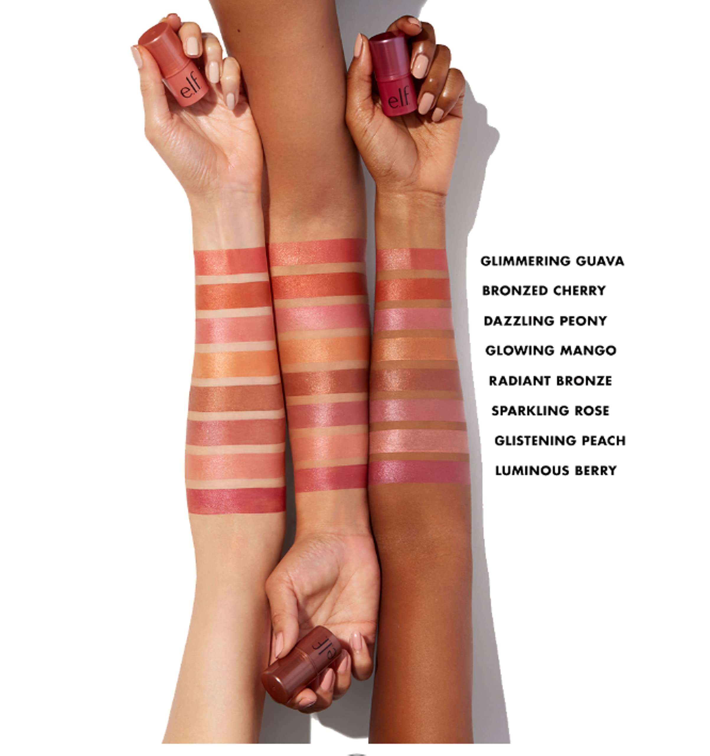 e.l.f. Monochromatic Multi Stick, Travel-Sized Luxuriously Creamy & Blendable Color, For Eyes, Lips & Cheeks, Vegan & Cruelty-Free, Glistening Peach, 0.17 Oz