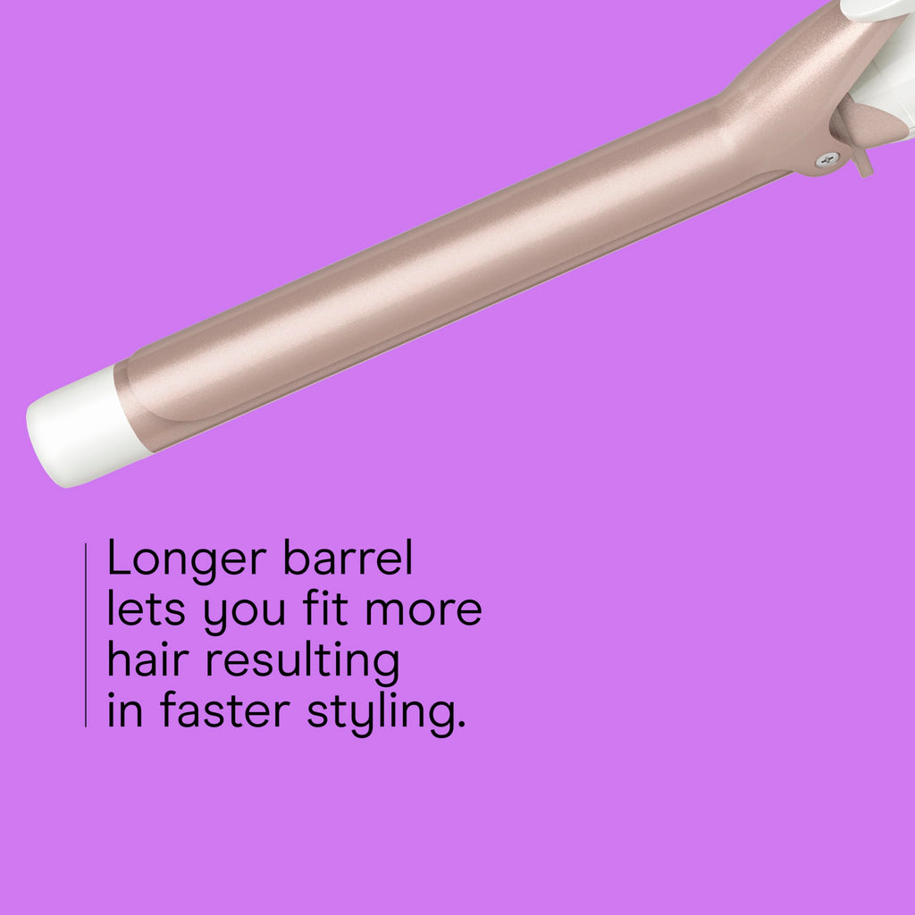 Conair Double Ceramic 1-Inch Curling Iron, 1-Inch Barrel Creates Classic Curls, Hair Curler for Use on Short, Medium, & Long Hair, White/Rose Gold