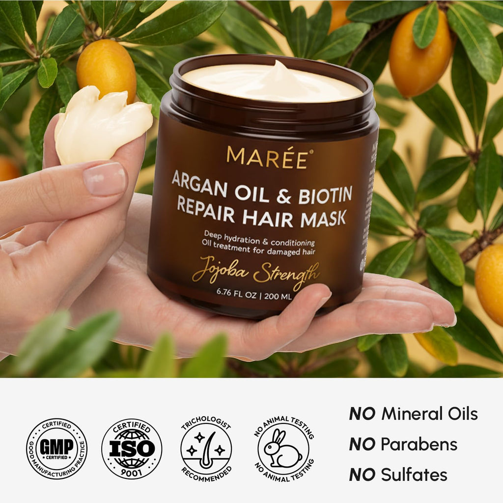MAREE Deep Conditioning Hair Mask for Damaged Hair Treatment – Keratin Hair Care for Hydrating Growth Repair Moisturizing – Dry Curly Color Refreshing – Tratamiento Mascarilla Para el Cabello Seco