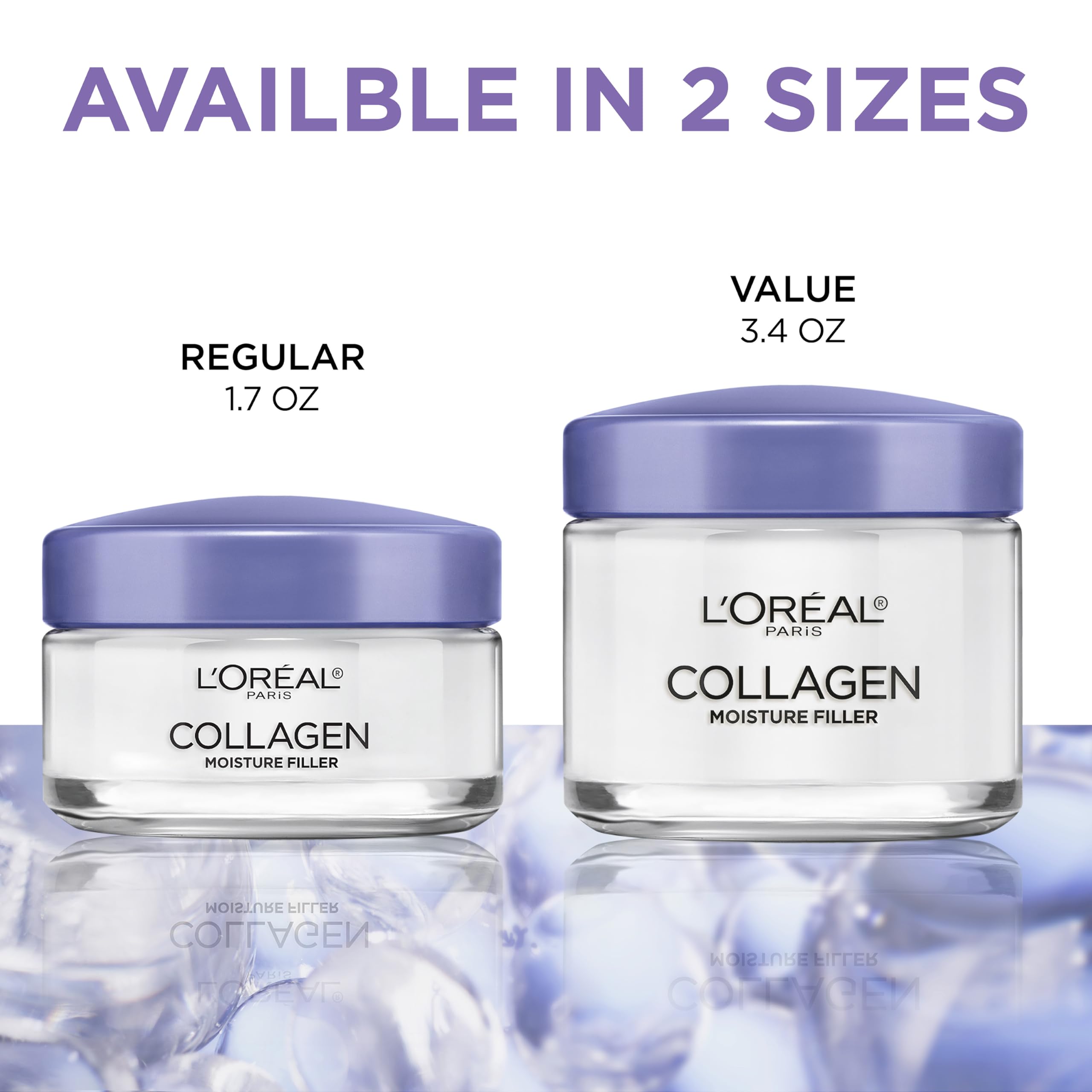 L'Oreal Paris Collagen Moisture Filler Face Cream, Anti-Aging Face Moisturizer, Non-Greasy Fragrance Free Skin Care Formula For Up to 48HR Hydration, 3.4 Oz