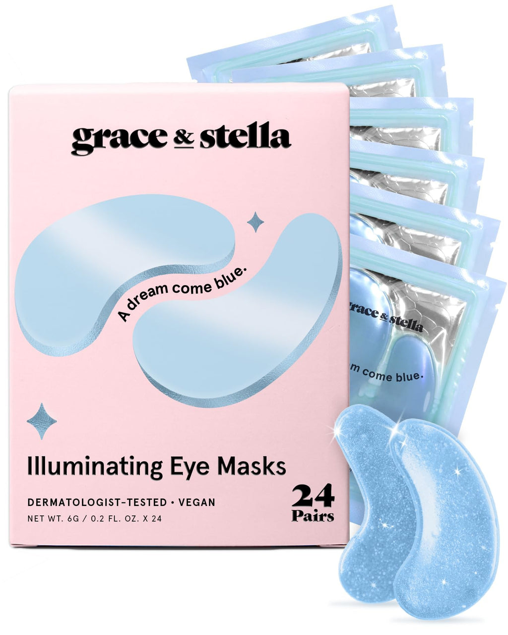 grace & stella Award Winning Under Eye Mask - Reduce Dark Circles, Puffy Eyes, Undereye Bags, Wrinkles - Gel Under Eye Patches - Small Birthday Gifts - Vegan Cruelty-Free (Pink, 6 Pairs)