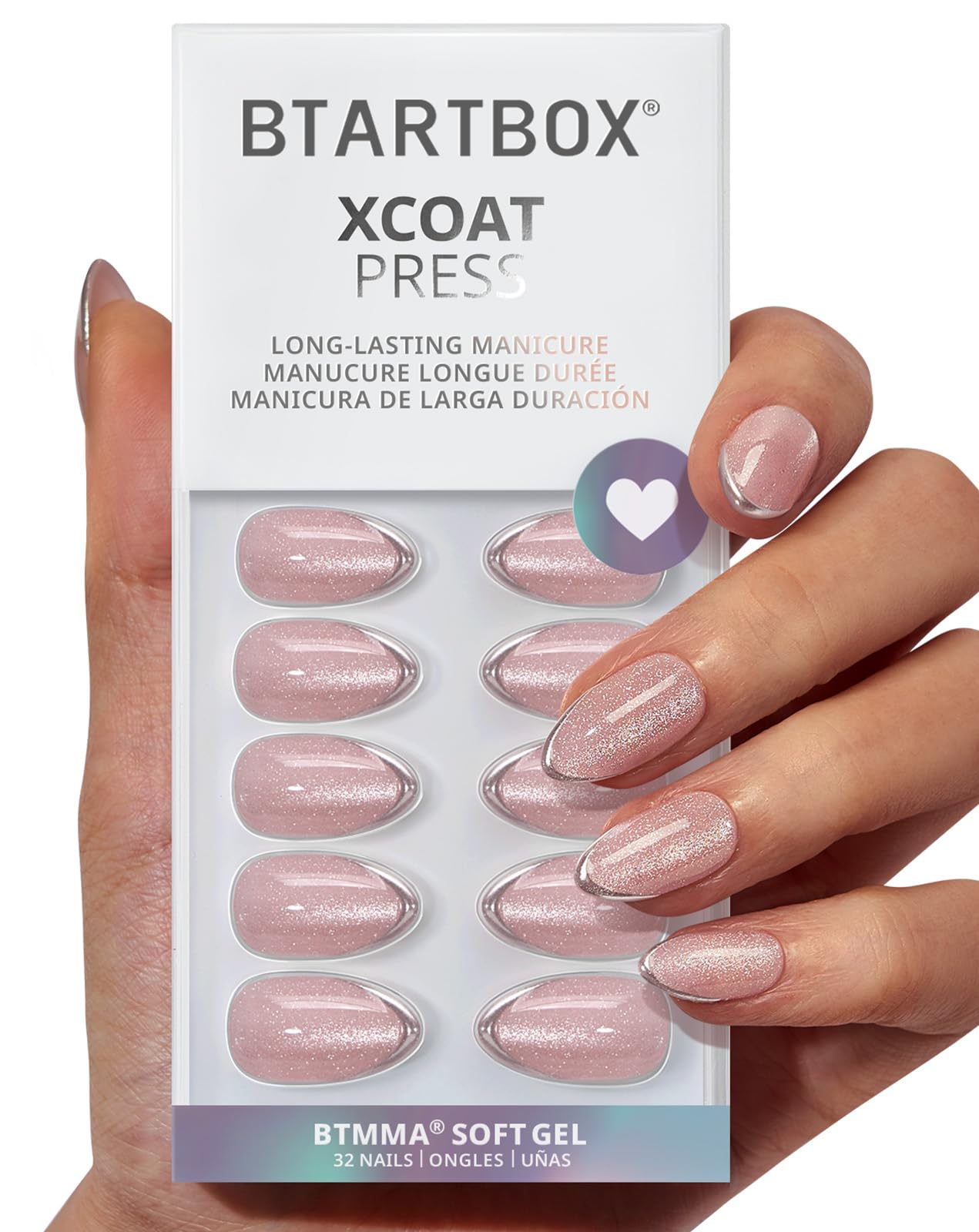 BTArtbox Square Ombre Press On Nails -Soft Gel Press On Nails Short with Nail Glue, 16 Sizes - 32 Reusable Fake Nails Kit, Vanilla Cream