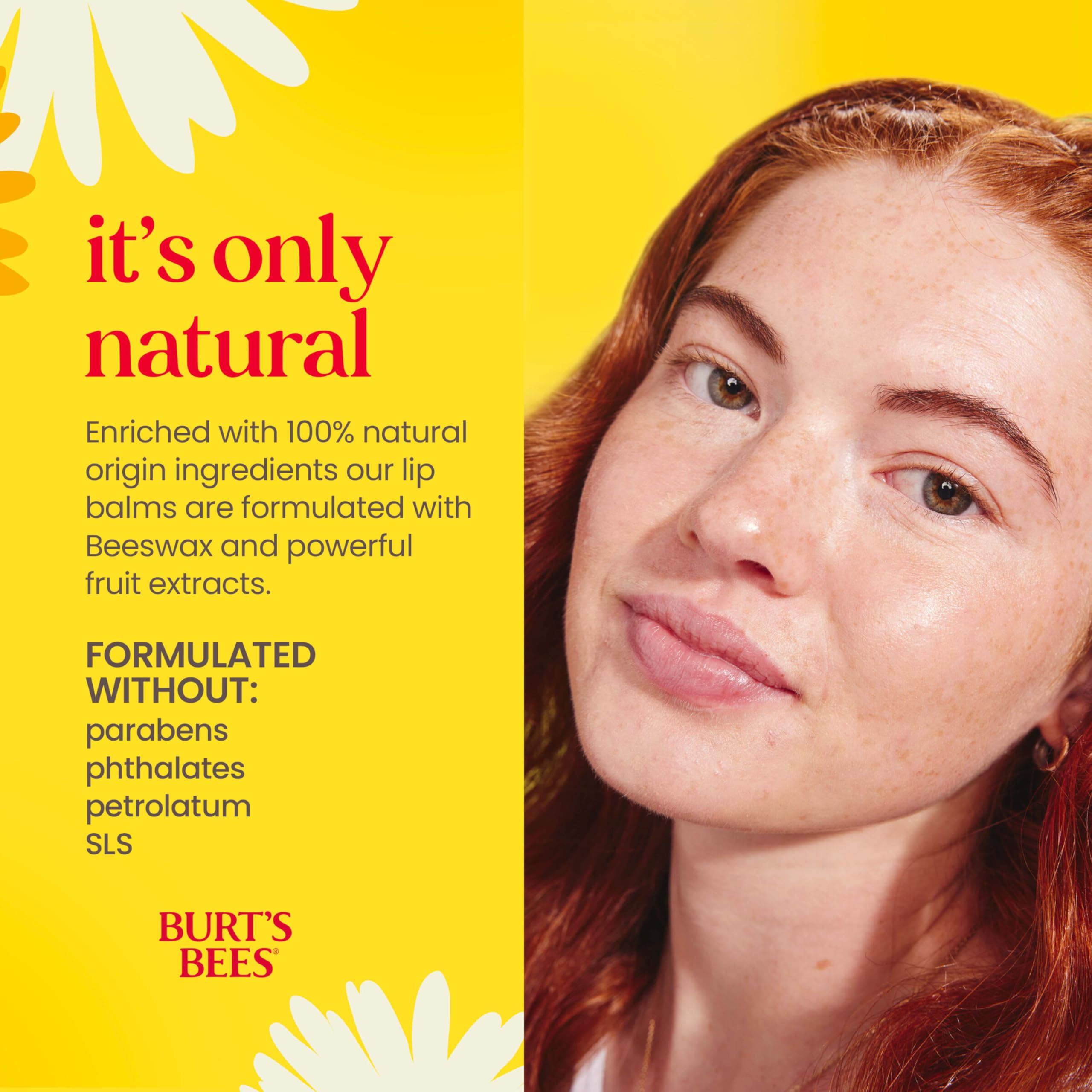 Burt's Bees Lip Balm, Beeswax, Strawberry, Coconut and Pear, and Vanilla Bean Pack, With Responsibly Sourced Beeswax, Tint-Free, Natural Lip Treatment, 4 Tubes, 0.15 oz.
