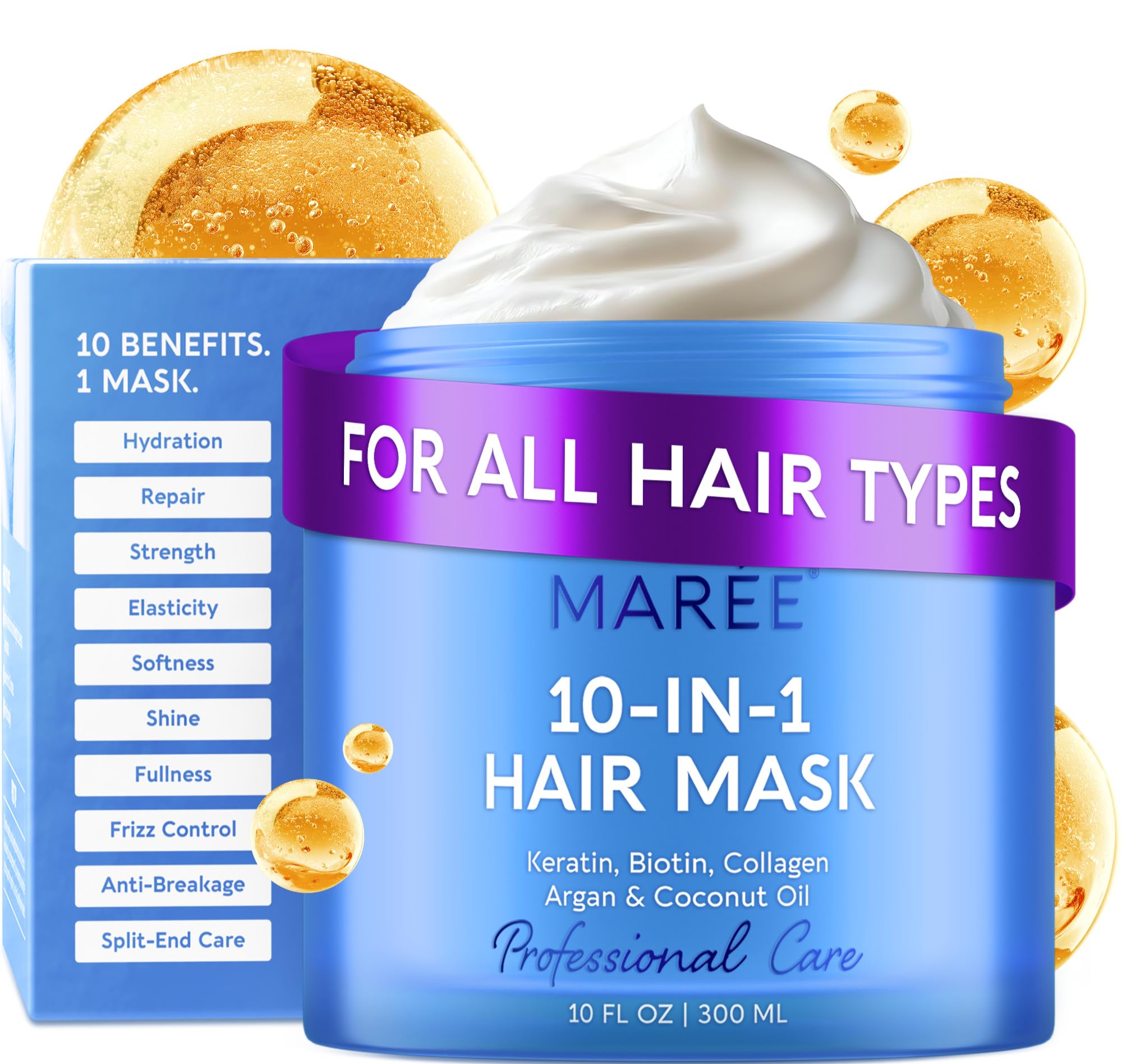 MAREE Deep Conditioning Hair Mask for Damaged Hair Treatment – Keratin Hair Care for Hydrating Growth Repair Moisturizing – Dry Curly Color Refreshing – Tratamiento Mascarilla Para el Cabello Seco