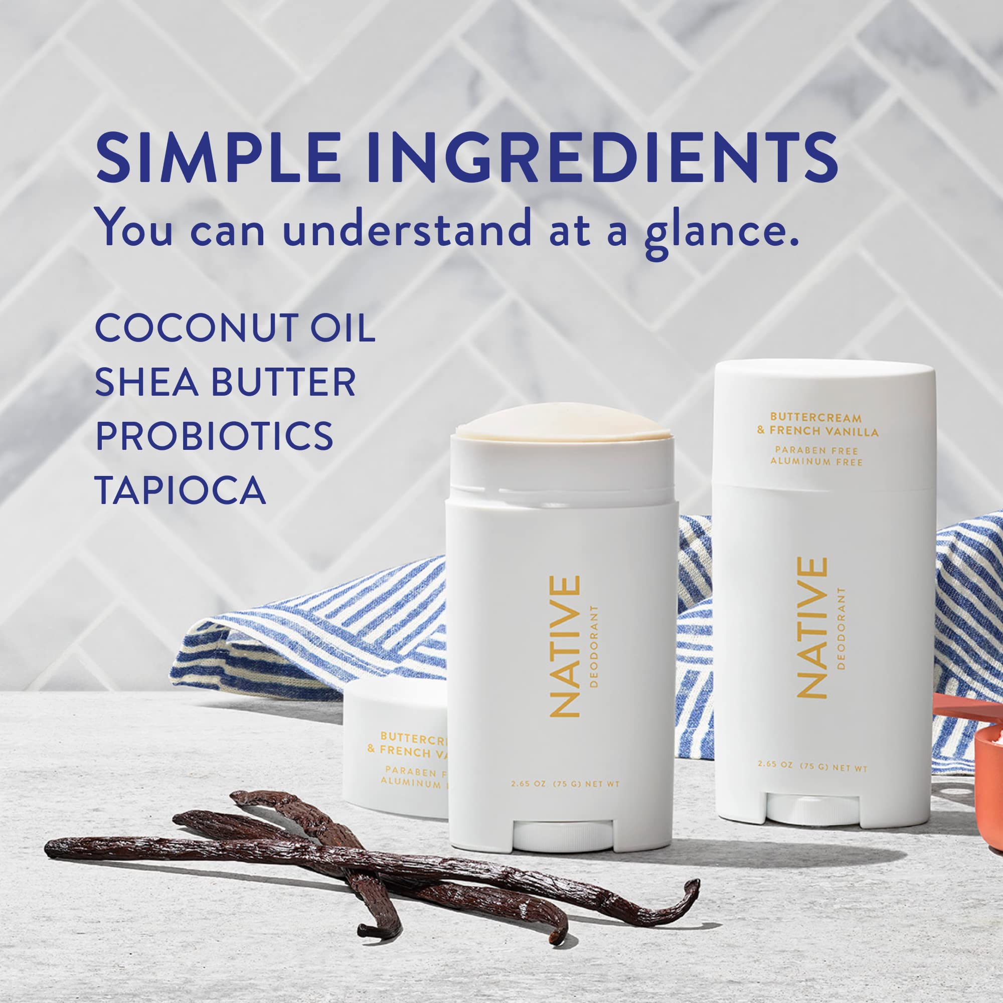 Native Deodorant Contains Naturally Derived Ingredients, 72 Hour Odor Control, Deodorant for Women and Men, Aluminum Free, Coconut & Vanilla 2.65oz