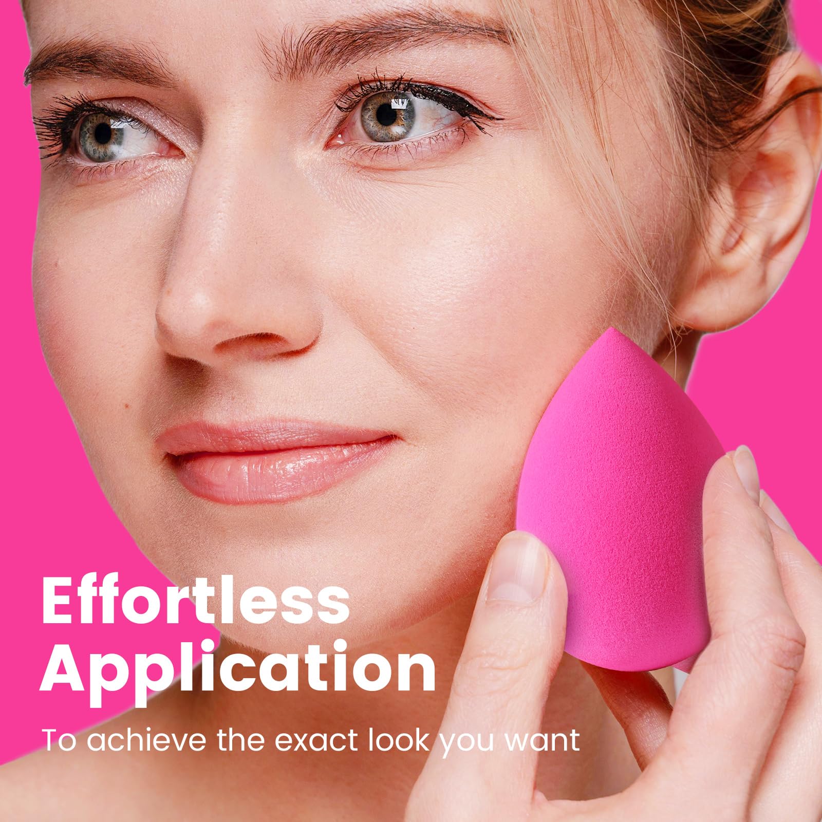 BEAKEY Makeup Sponge Set 5 Pack Micro Porous Low Absorption Soft Latex Free Foundation Beauty Sponges & Blenders for Powder Cream