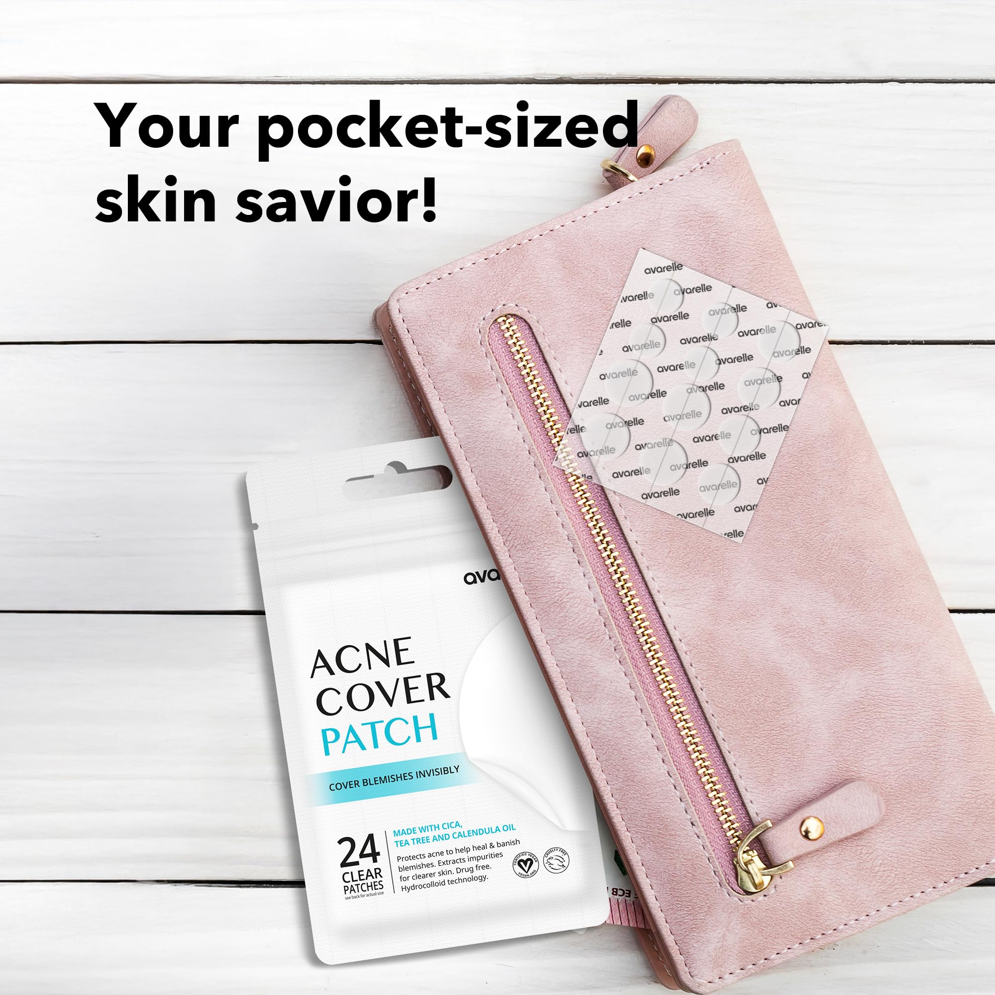 AVARELLE Pimple Patches for Face | Hydrocolloid Acne Patches for Covering Blemishes | Zit Patches with Tea Tree, Calendula, & Cica | HSA Store Eligible Items (10-14 mm, 80 Count)