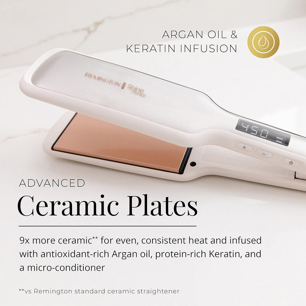 Remington Shine Therapy 1 inch Hair Straightener Iron, Flat Iron Infused with Argan Oil & Keratin, Professional Ceramic Flat Iron for Less Frizz, Shines and Smooth, Styling Tools
