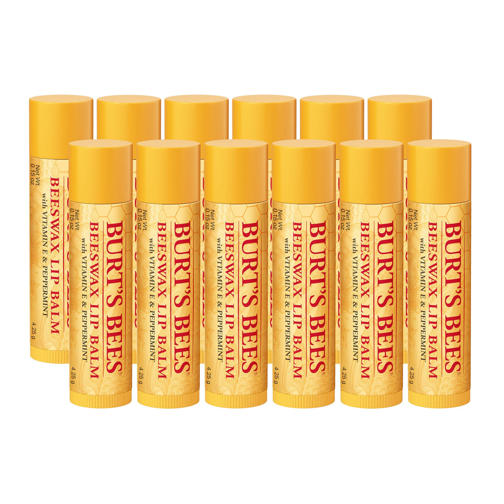 Burt's Bees Lip Balm, Beeswax, Strawberry, Coconut and Pear, and Vanilla Bean Pack, With Responsibly Sourced Beeswax, Tint-Free, Natural Lip Treatment, 4 Tubes, 0.15 oz.