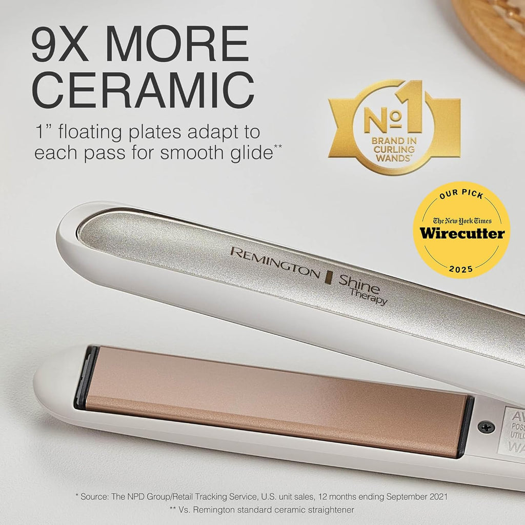 Remington Shine Therapy 1 inch Hair Straightener Iron, Flat Iron Infused with Argan Oil & Keratin, Professional Ceramic Flat Iron for Less Frizz, Shines and Smooth, Styling Tools