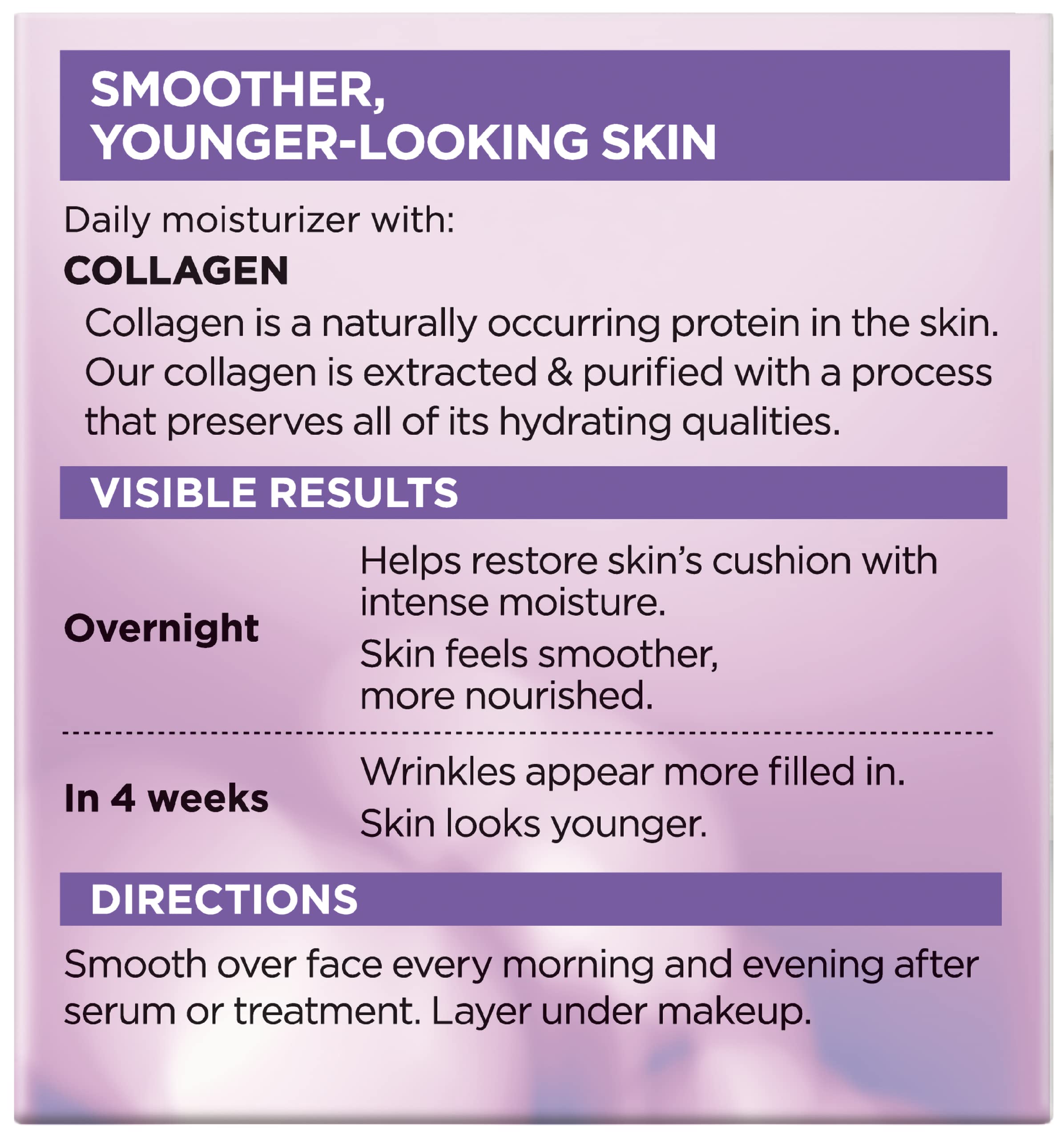 L'Oreal Paris Collagen Moisture Filler Face Cream, Anti-Aging Face Moisturizer, Non-Greasy Fragrance Free Skin Care Formula For Up to 48HR Hydration, 3.4 Oz