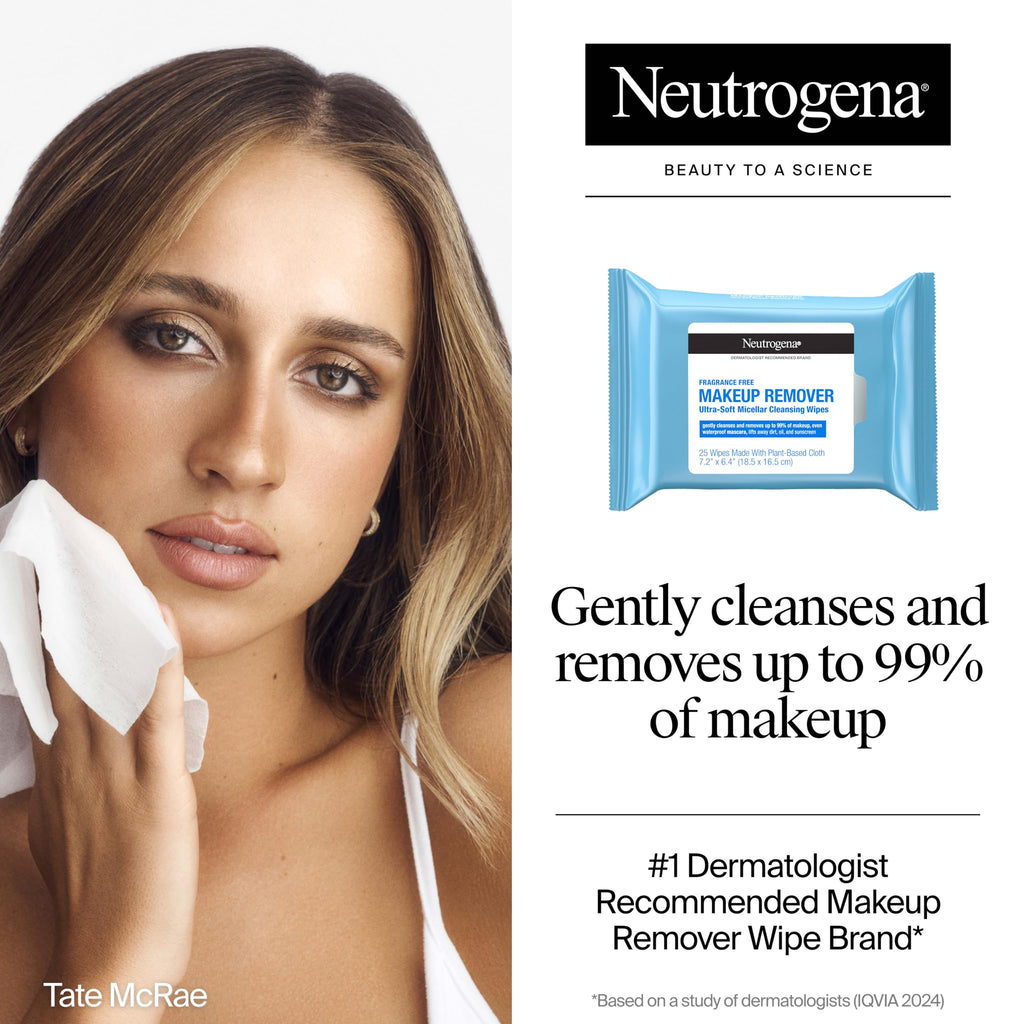 Neutrogena Makeup Remover Wipes, Daily Single Face Cleansing Towelettes, Makeup Removing Cleansing Wipes Removes Dirt & Oil, Alcohol-Free Face Towelettes, 20 ct